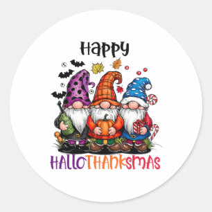 Niedliche Gnomes Happy Hallothanksmas Halloween Th Runder Aufkleber