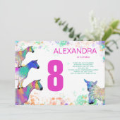 Niedliche Goat 8. Geburtstagsparty Einladung (Stehend Vorderseite)