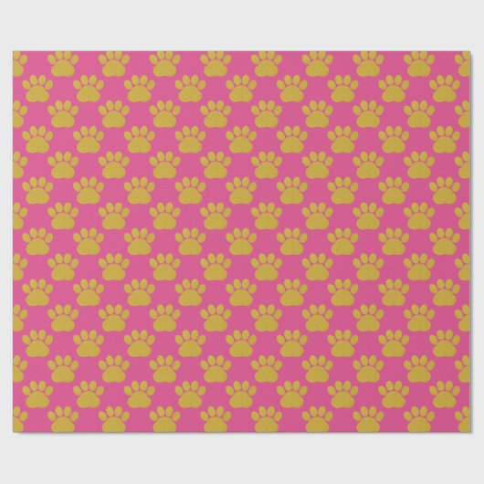 Niedliche Gold Glitzer Paw Prints Pet Lovers Pink Geschenkpapier (Flach)