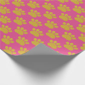 Niedliche Gold Glitzer Paw Prints Pet Lovers Pink Geschenkpapier (Ecke)