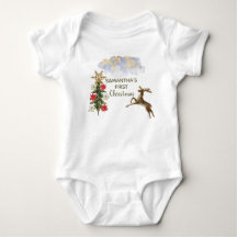 Niedliche Gold Glitzer Trees Deer Baby First Chris