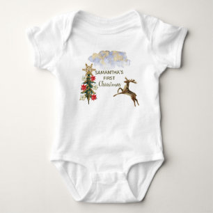 Niedliche Gold Glitzer Trees Deer Baby First Chris Strampler