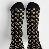 Niedliche Gold Paw Prints Pet Lovers Black Socks Socken (Oben)