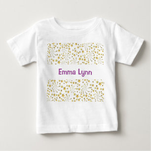 Niedliche Gold Stars Blume Fireworks Personalisier Baby T-shirt