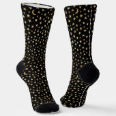Niedliche Gold Stars Crescent Moons Muster Socken (Gewinkelt)