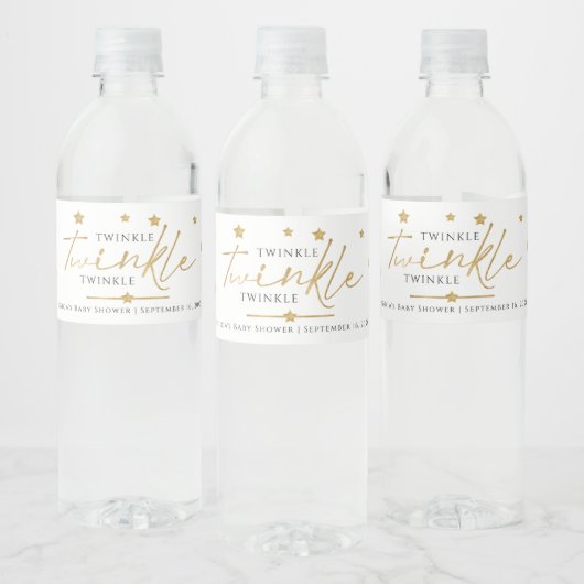 Niedliche Gold Stars Twinkle Twinkle Baby Dusche G Wasserflaschenetikett (Flaschen)