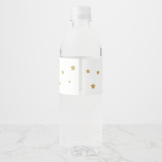 Niedliche Gold Stars Twinkle Twinkle Baby Dusche G Wasserflaschenetikett (Rückseite)