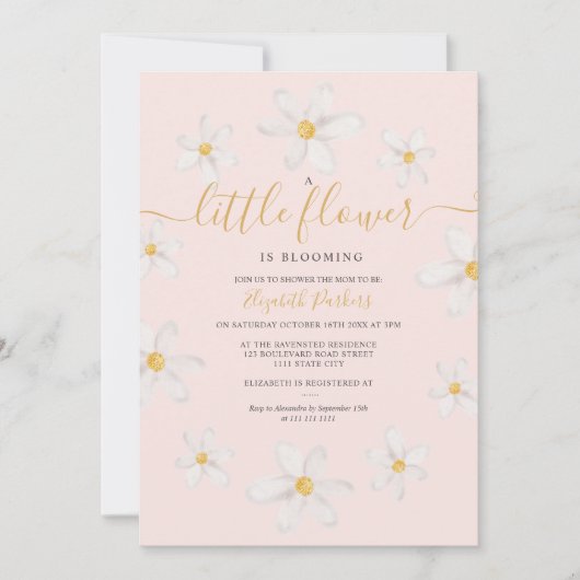 Niedliche Golddusche Blume Dusche in Aquarellfarbe Einladung (Vorderseite)