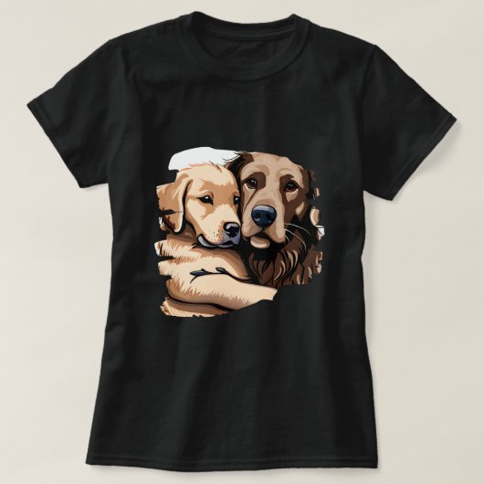 Niedliche Golden Retriever Hund Mama umarmt einen T-Shirt (Design vorne)