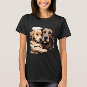 Niedliche Golden Retriever Hund Mama umarmt einen  T-Shirt