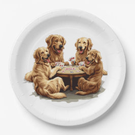 Niedliche Golden Retriever Hunde Spielkarten Pappteller