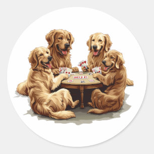 Niedliche Golden Retriever Hunde Spielkarten Runder Aufkleber