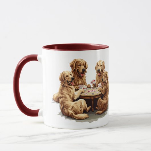 Niedliche Golden Retriever Hunde Spielkarten Tasse (Links)