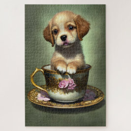 Niedliche Golden Retriever Welpe im Teacup Puzzle