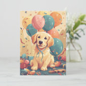 Niedliche Golden Retriever Welpenflatkarte Dankeskarte (Stehend Vorderseite)