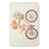 Niedliche Goldendoodle Dog Biking Spring Blumen Badematte (Vorderseite Vertikal)