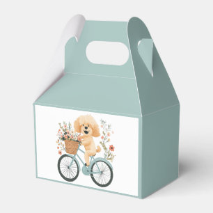 Niedliche Goldendoodle Dog Biking Spring Blumen Geschenkschachtel