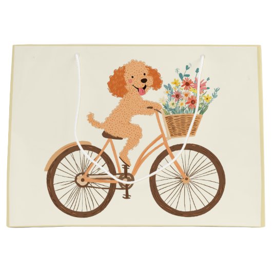 Niedliche Goldendoodle Dog Biking Spring Blumen Große Geschenktüte (Vorderseite)
