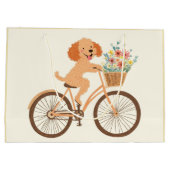 Niedliche Goldendoodle Dog Biking Spring Blumen Große Geschenktüte (Rückseite)