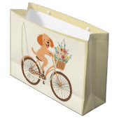 Niedliche Goldendoodle Dog Biking Spring Blumen Große Geschenktüte (Vorderseite Schrägansicht)