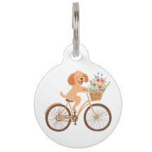 Niedliche Goldendoodle Dog Biking Spring Blumen