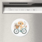 Niedliche Goldendoodle Dog Biking Spring Blumen Magnet (In Situ (Geschirrspüler))