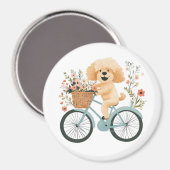 Niedliche Goldendoodle Dog Biking Spring Blumen Magnet (Vorderseite/Rückseite)