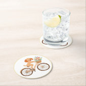 Niedliche Goldendoodle Dog Biking Spring Blumen Runder Pappuntersetzer (Vor Ort)