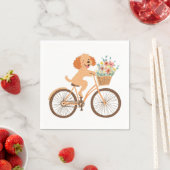 Niedliche Goldendoodle Dog Biking Spring Blumen Serviette (Beispiel)