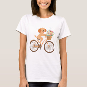 Niedliche Goldendoodle Dog Biking Spring Blumen T-Shirt