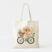 Niedliche Goldendoodle Dog Biking Spring Blumen Tragetasche (Rückseite)