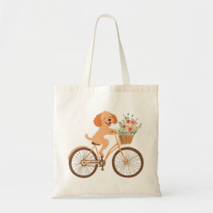 Niedliche Goldendoodle Dog Biking Spring Blumen Tragetasche