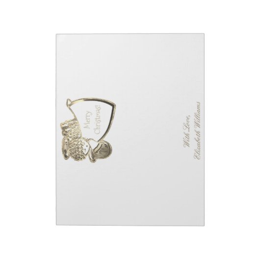 Niedliche Goldene Engel Imitate Gold und Weiß Weih Notizblock (Rotiert)