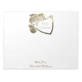 Niedliche Goldene Engel Imitate Gold und Weiß Weih Notizblock (Vorderseite)