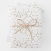 Niedliche goldene und silberne Herzklänge auf Weiß Geschenkpapier Set (Beispiel)