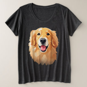 Niedliche Goldenretriever Hund Happy Face Expressi Große Größe T-Shirt