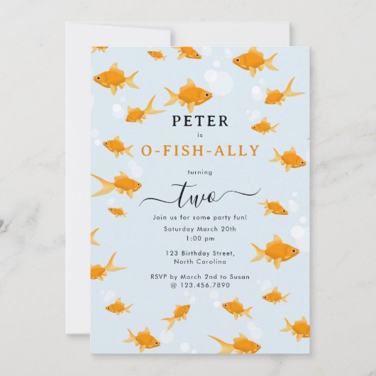 Niedliche Goldfische schwimmen Wasser oder Fisch n Einladung (Vorderseite)