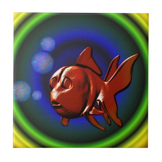 Niedliche Goldfish Abstrakte Kunstgalerie Fliese (Vorderseite)