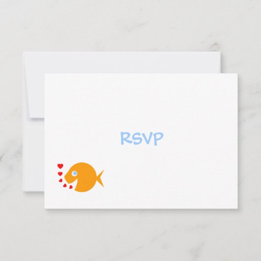 Niedliche Goldfish & Hearts Beach Wedding RSVP Car (Vorderseite)