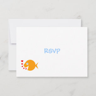 Niedliche Goldfish & Hearts Beach Wedding RSVP Car Karte