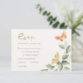 Niedliche Goldgärtnerblätter Hochzeiten RSVP Karte (Stehend Vorderseite)