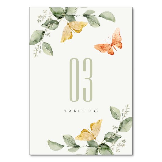 Niedliche Goldgärtnerblätter Hochzeiten Tischnummer (Rückseite)