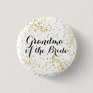 Niedliche GoldGlitzer-Großmutter des Braut-Knopfe Button
