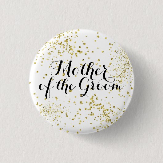 Niedliche GoldGlitzer-Mutter des Bräutigam-Knopfes Button (Vorderseite)
