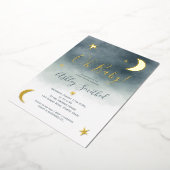Niedliche Goldmedaille Sterne Blaue Aquarelltuchdu Folieneinladung (Gedreht)