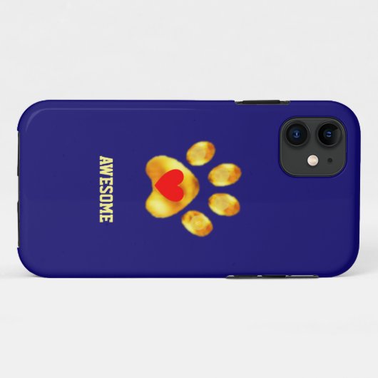 Niedliche Goldpfote auf marineblau Case-Mate iPhone Hülle (Rückseite (Horizontal))