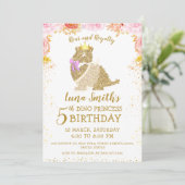 Niedliche Goldprinzessin Little Dinosaur Girl Gebu Einladung (Stehend Vorderseite)