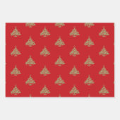 Niedliche goldrote dunkelgrüne und schwarze Weihna Geschenkpapier Set (Vorderseite)