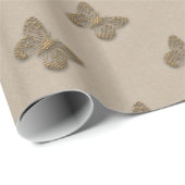 Niedliche Goldschmetterlingsmilch Gemustert Geschenkpapier (Rolleneckpunkt)