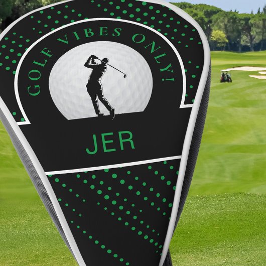 Niedliche Golf Vibes Quote Custom Monogram Black G Headcover